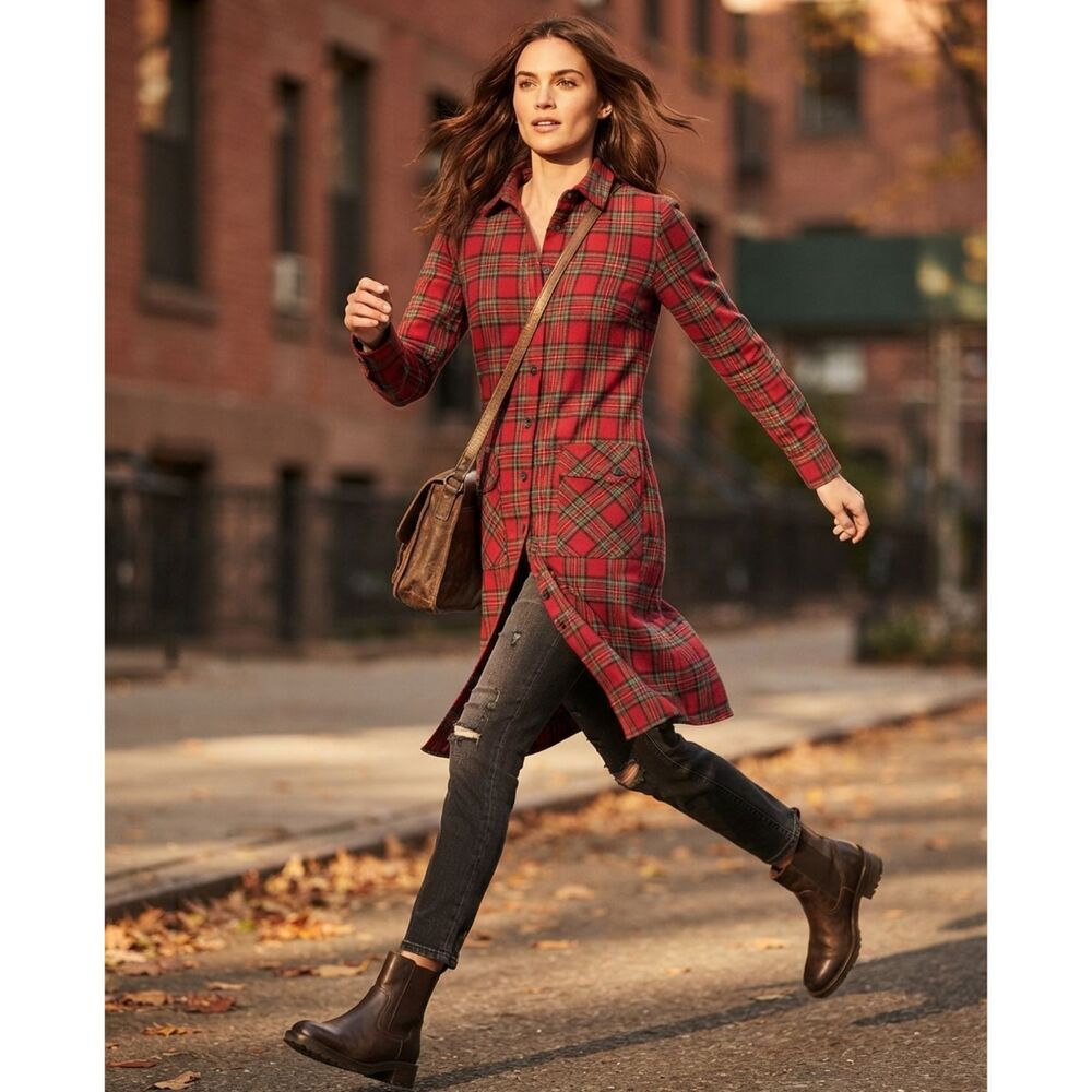 Pendleton Red Tartan Plaid Wool Button Front Mini Shirt Dress Pockets XS USA - Picture 9 of 9